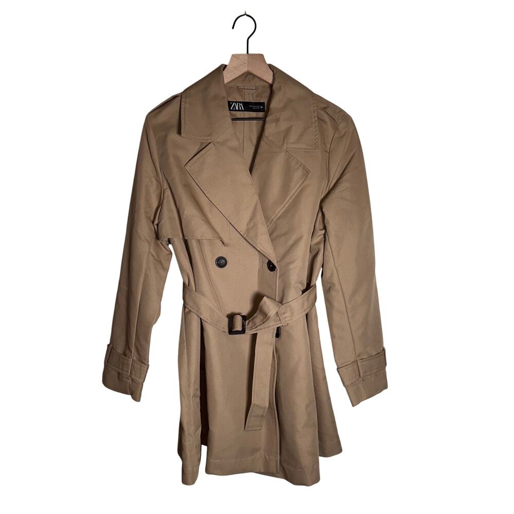Zara Tan Double-Breasted Trench Coat